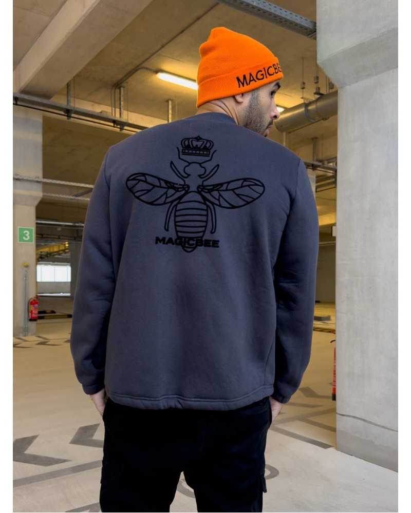 Ζακέτα Φούτερ Με Κουκούλα Back Velvet Logo Jacket Magic Bee -Dark Grey- 23606