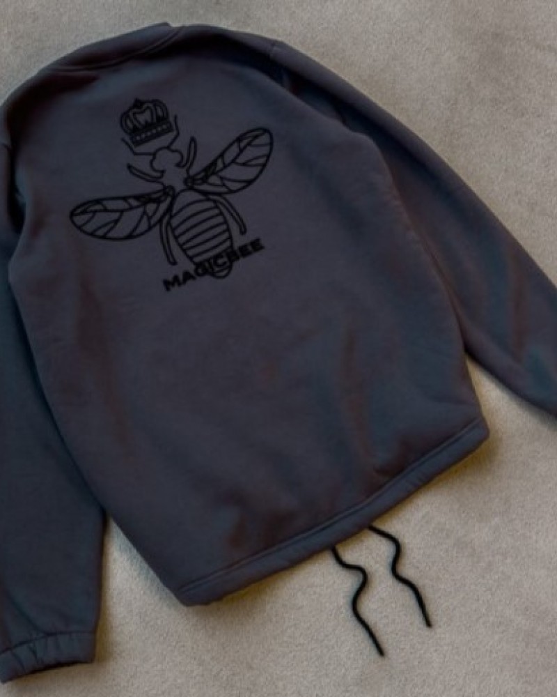 Ζακέτα Φούτερ Με Κουκούλα Back Velvet Logo Jacket Magic Bee -Dark Grey- 23606