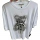 T-Shirt Μπλούζα Μακό Με Τύπωμα Αρκουδάκι με Στρας -Λευκό- 2390