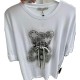 T-Shirt Μπλούζα Μακό Με Τύπωμα Αρκουδάκι με Στρας -Λευκό- 2390