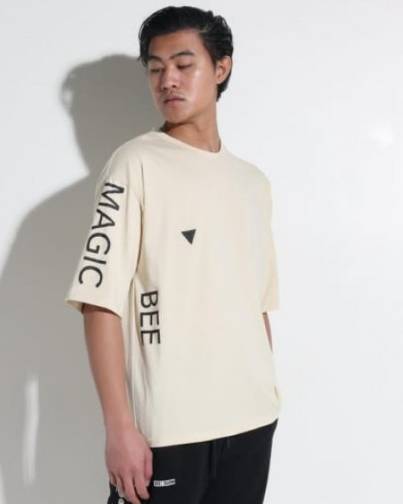 Μπλούζα T-Shirt Με Logo Oversized Magic Bee -Beige/Μπεζ- 2410