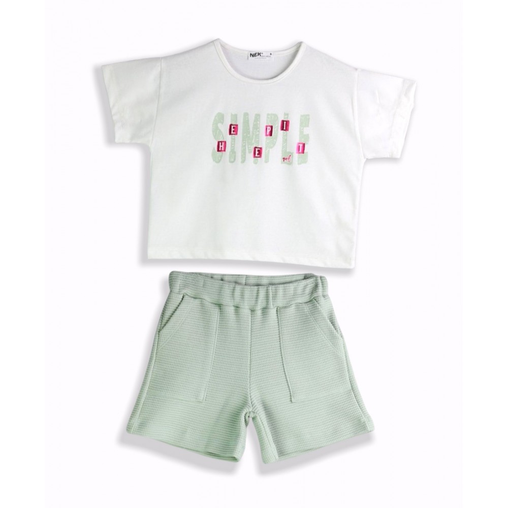 Εφηβικό Σετ Μπλούζα Μακό Simple Και Shorts Κορίτσι (6-16Ε) -Βεραμάν- 24124