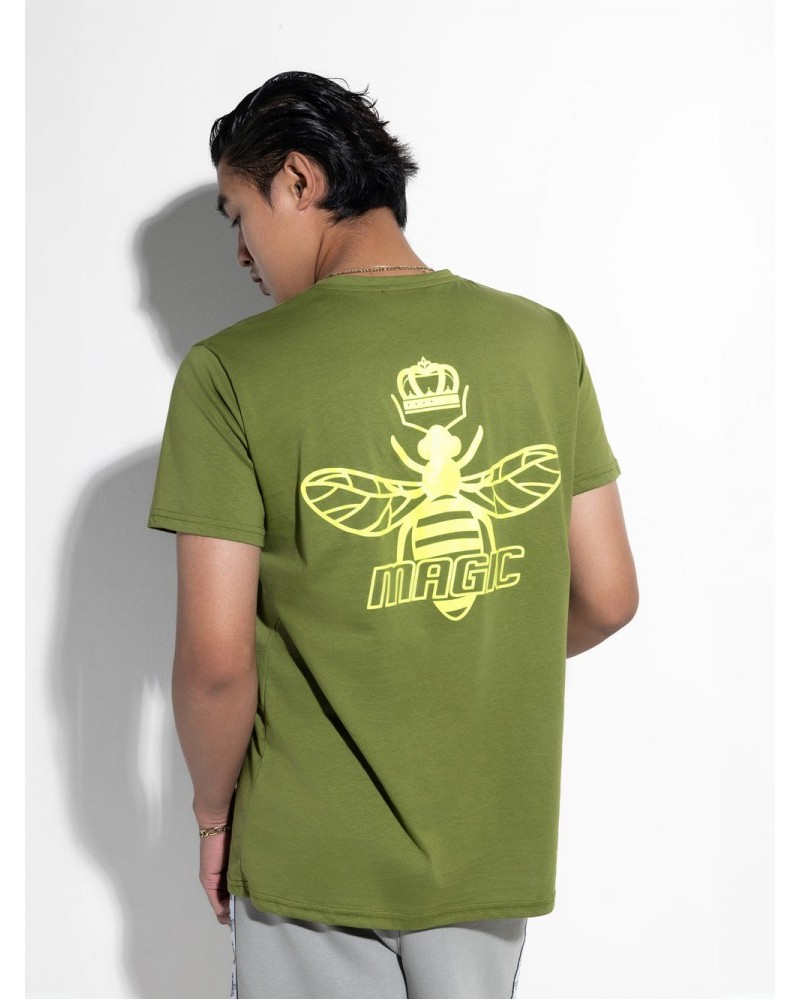 Μπλούζα T-shirt με Τύπωμα στην Πλάτη Logo Tee Magic Bee -Χακί- 2418