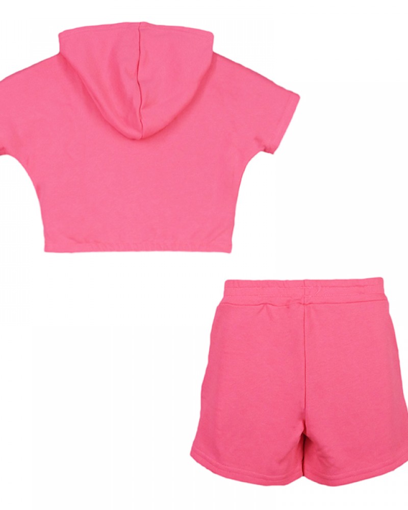 Εφηβικό, Crop Top Σετ 2 τεμαχίων, Top Μπλούζα και Shorts -Φούξια-  24922
