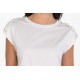 Μπλούζα T-Shirt με Πέρλες στους Ώμους -Λευκό- 25191 Μπλούζα T-Shirt με Πέρλες στους Ώμους -Λευκό- 25191