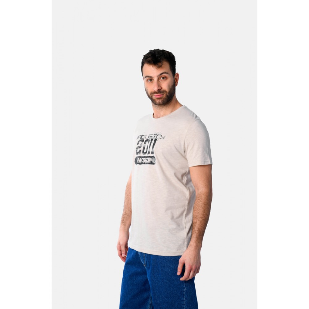Ανδρική Μακό Μπλούζα T-Shirt Industru -Μπεζ- 2531018
