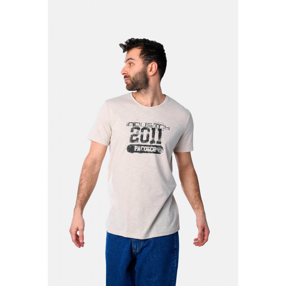 Ανδρική Μακό Μπλούζα T-Shirt Industru -Μπεζ- 2531018