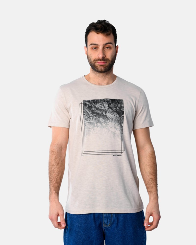 Ανδρική Μακό Μπλούζα T-Shirt Jungle Window -Μπεζ- 2531020