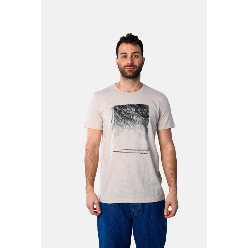 Ανδρική Μακό Μπλούζα T-Shirt Jungle Window -Μπεζ- 2531020