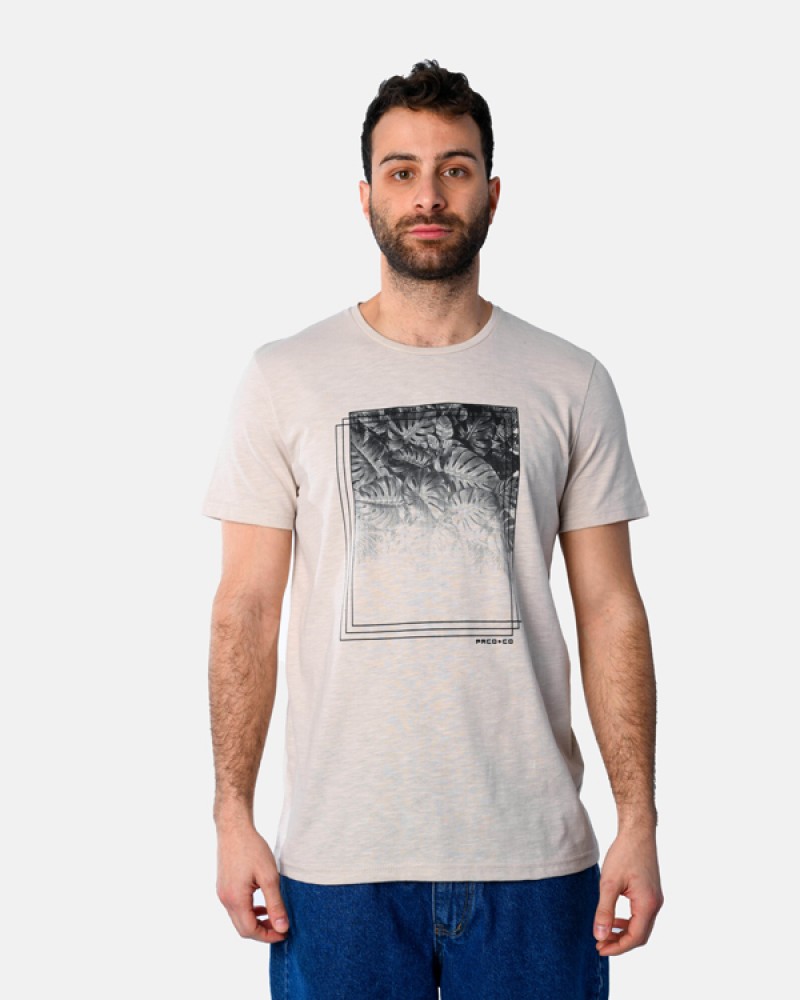 Ανδρική Μακό Μπλούζα T-Shirt Jungle Window -Μπεζ- 2531020