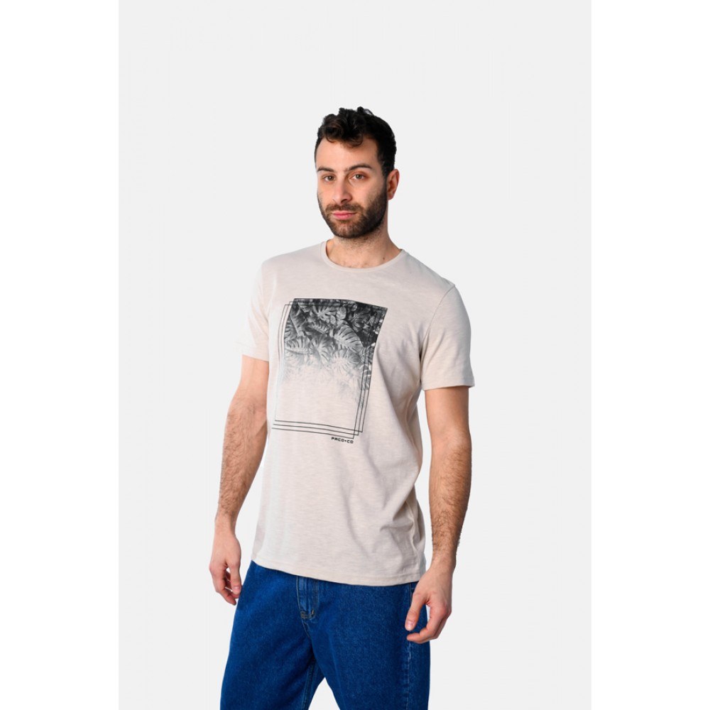 Ανδρική Μακό Μπλούζα T-Shirt Jungle Window -Μπεζ- 2531020