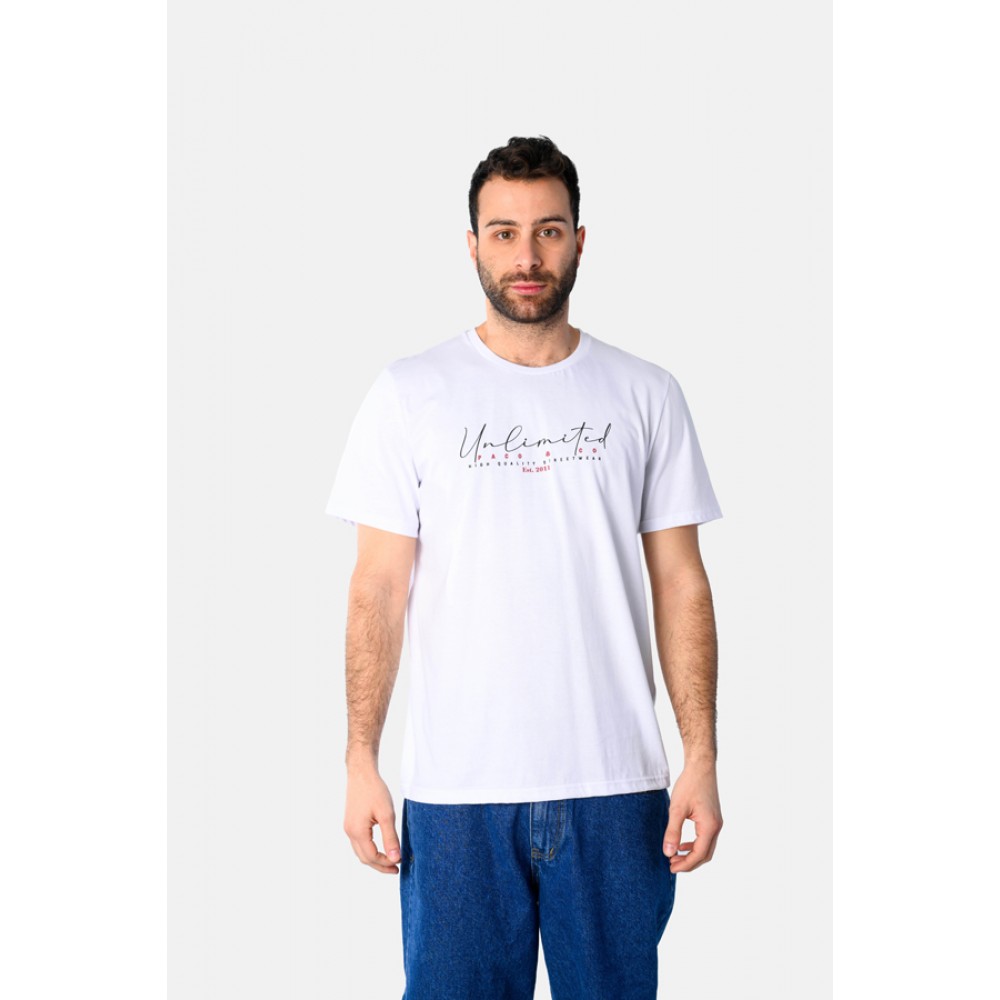 Ανδρική Μακό Μπλούζα T-Shirt Unlimited Paco -Λευκό- 2531036