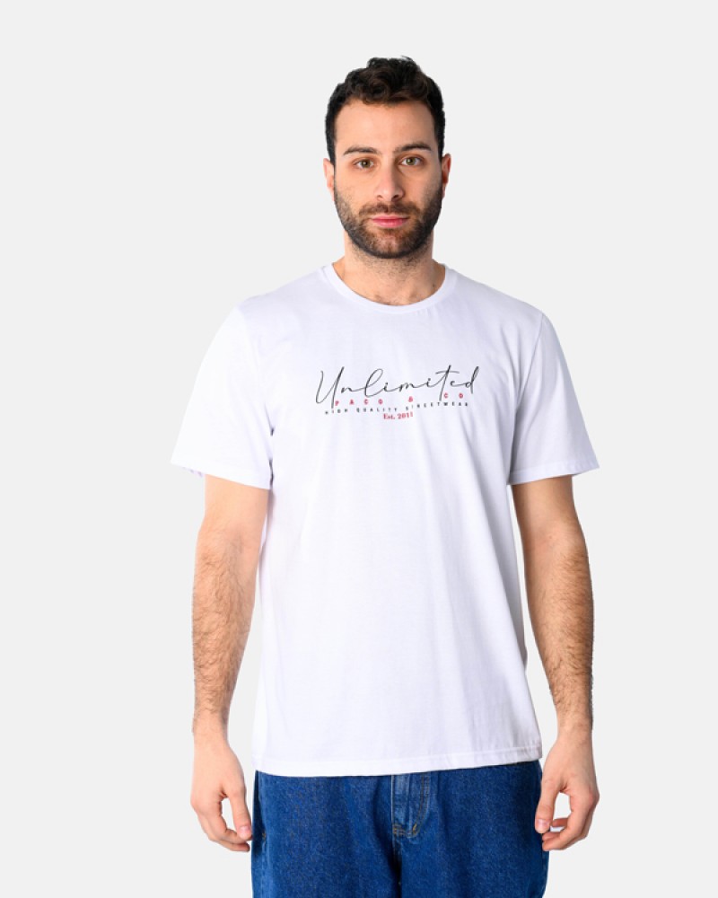 Ανδρική Μακό Μπλούζα T-Shirt Unlimited Paco -Λευκό- 2531036