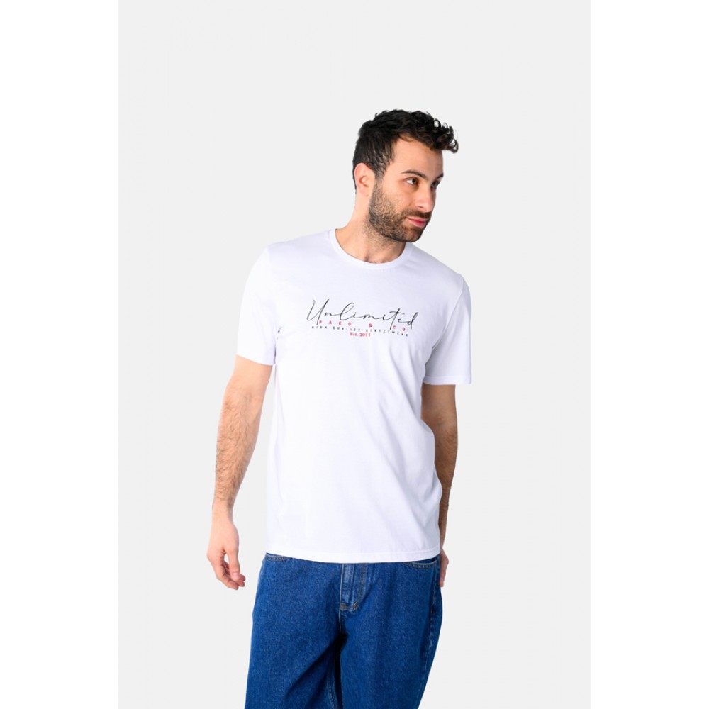 Ανδρική Μακό Μπλούζα T-Shirt Unlimited Paco -Λευκό- 2531036