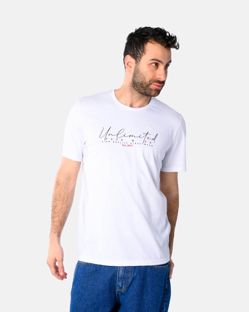 Ανδρική Μακό Μπλούζα T-Shirt Unlimited Paco -Λευκό- 2531036