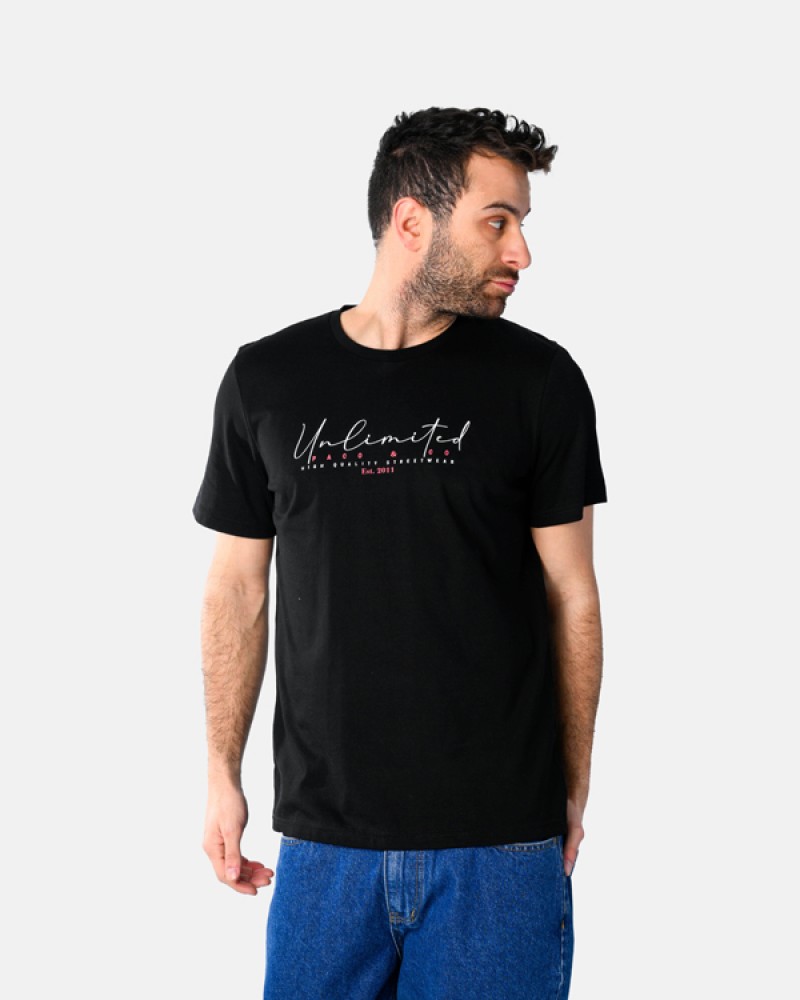 Ανδρική Μακό Μπλούζα T-Shirt Unlimited Paco -Μαύρο- 2531036