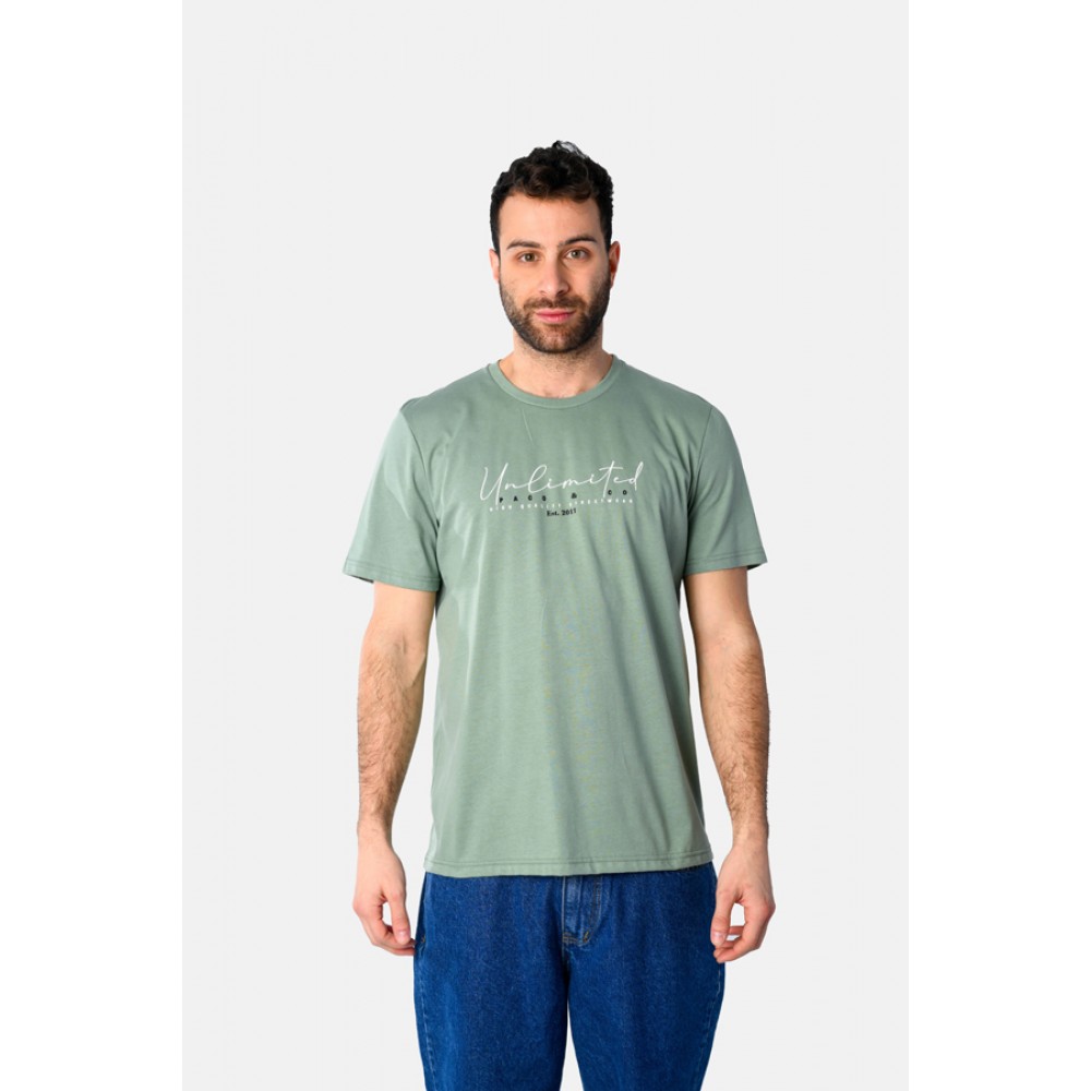 Ανδρική Μακό Μπλούζα T-Shirt Unlimited Paco -Μέντα- 2531036