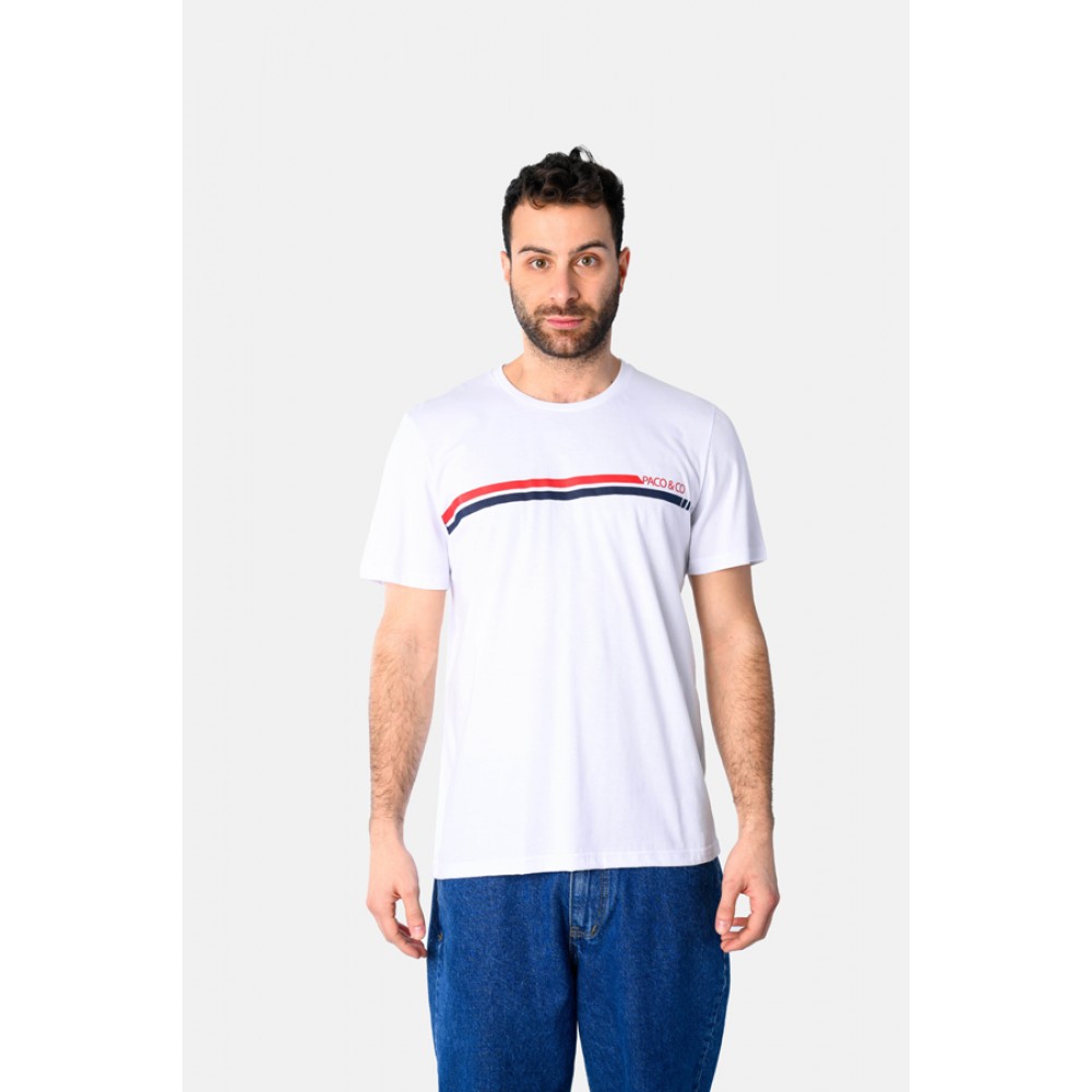 Ανδρική Μακό Μπλούζα T-Shirt Lines -Λευκό- 2531038