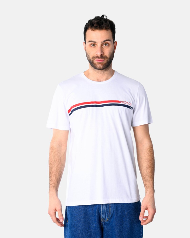 Ανδρική Μακό Μπλούζα T-Shirt Lines -Λευκό- 2531038