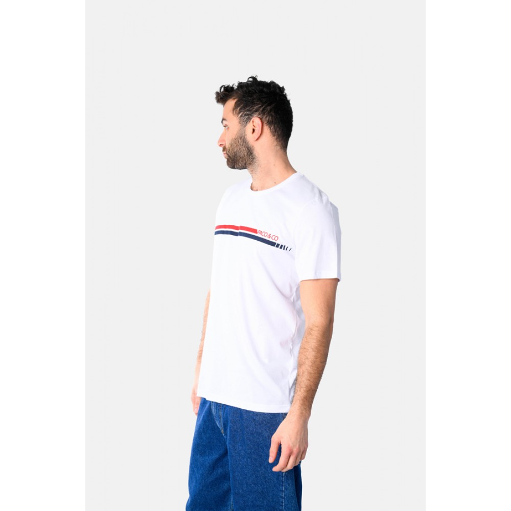 Ανδρική Μακό Μπλούζα T-Shirt Lines -Λευκό- 2531038
