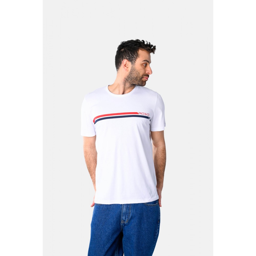 Ανδρική Μακό Μπλούζα T-Shirt Lines -Λευκό- 2531038