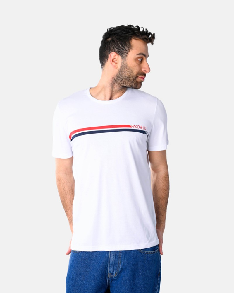 Ανδρική Μακό Μπλούζα T-Shirt Lines -Λευκό- 2531038