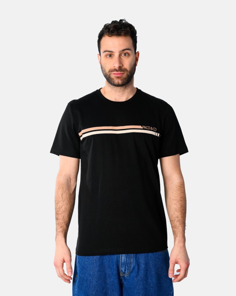 Ανδρική Μακό Μπλούζα T-Shirt Lines -Μαύρο- 2531038
