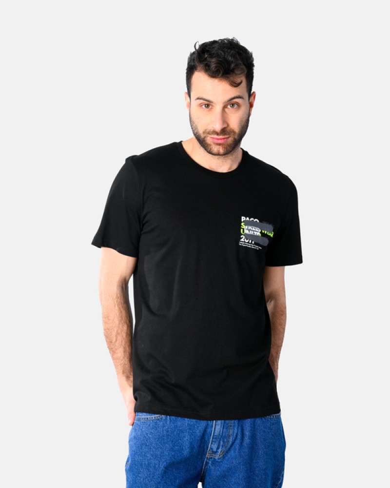 Ανδρική Μακό Μπλούζα T-Shirt Stamped -Μαύρο- 2531046