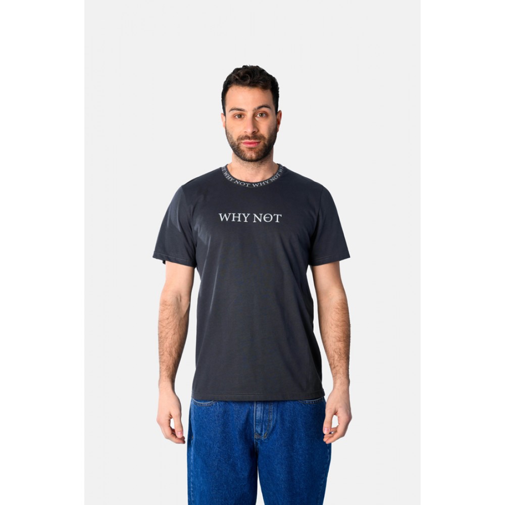 Ανδρική Μακό Μπλούζα T-Shirt Why Not -Ανθρακί- 2531049