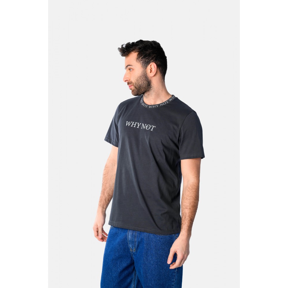 Ανδρική Μακό Μπλούζα T-Shirt Why Not -Ανθρακί- 2531049