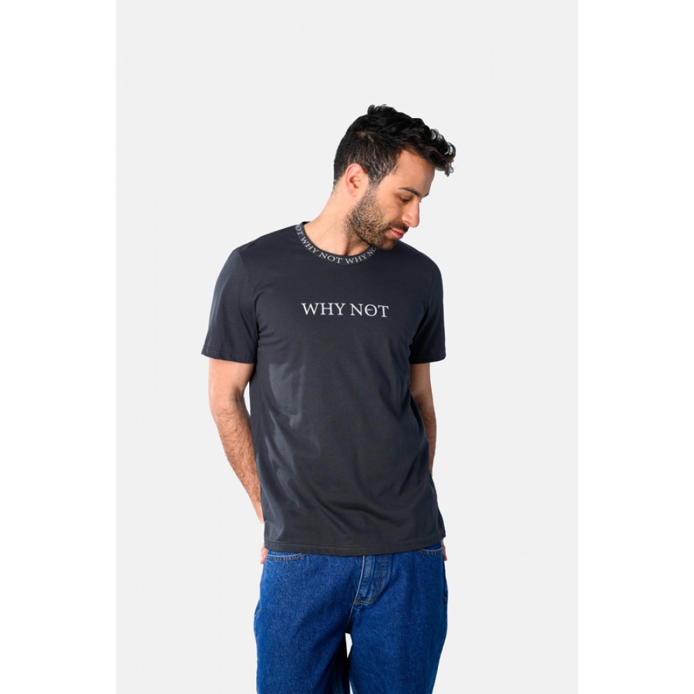 Ανδρική Μακό Μπλούζα T-Shirt Why Not -Ανθρακί- 2531049