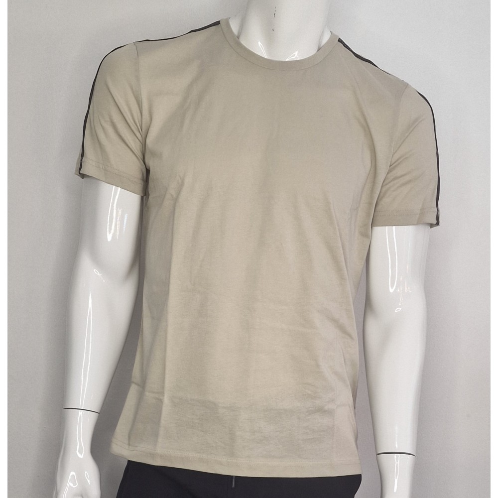 Ανδρική Μακό Μπλούζα T-Shirt Shoulderline -Μπεζ- 2531059
