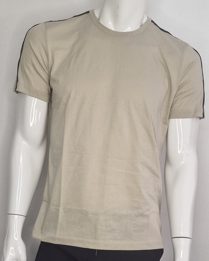 Ανδρική Μακό Μπλούζα T-Shirt Shoulderline -Μπεζ- 2531059