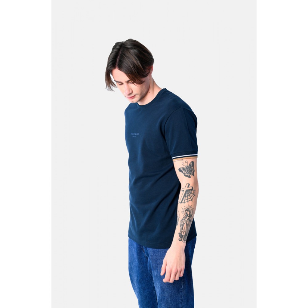 Ανδρική Πικέ Μπλούζα T-Shirt College Stripes -Μπλε- 2531093
