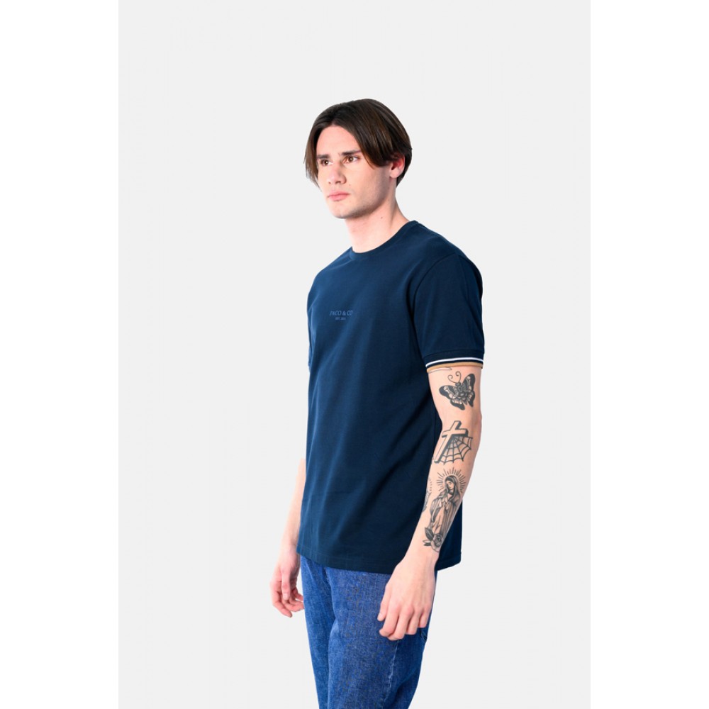 Ανδρική Πικέ Μπλούζα T-Shirt College Stripes -Μπλε- 2531093