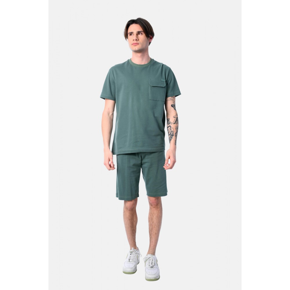 Ανδρικό Σετ Πικέ με T-Shirt Μπλούζα Και Βερμούδα 2Τμχ -Πράσινο- 2531901
