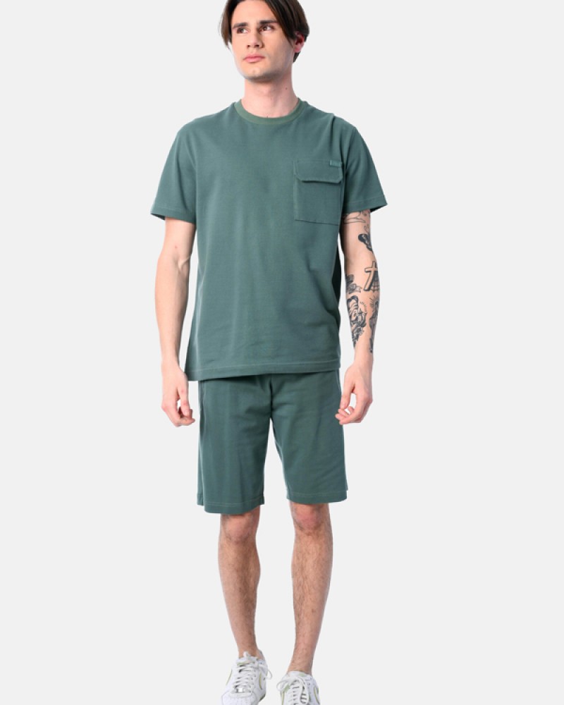 Ανδρικό Σετ Πικέ με T-Shirt Μπλούζα Και Βερμούδα 2Τμχ -Πράσινο- 2531901