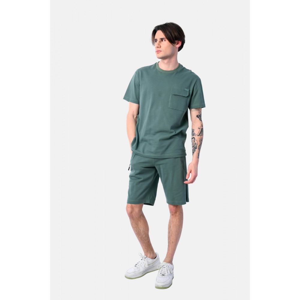 Ανδρικό Σετ Πικέ με T-Shirt Μπλούζα Και Βερμούδα 2Τμχ -Πράσινο- 2531901