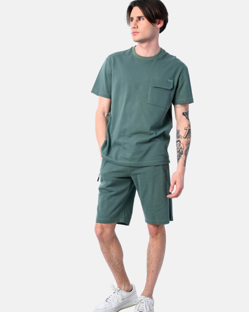 Ανδρικό Σετ Πικέ με T-Shirt Μπλούζα Και Βερμούδα 2Τμχ -Πράσινο- 2531901