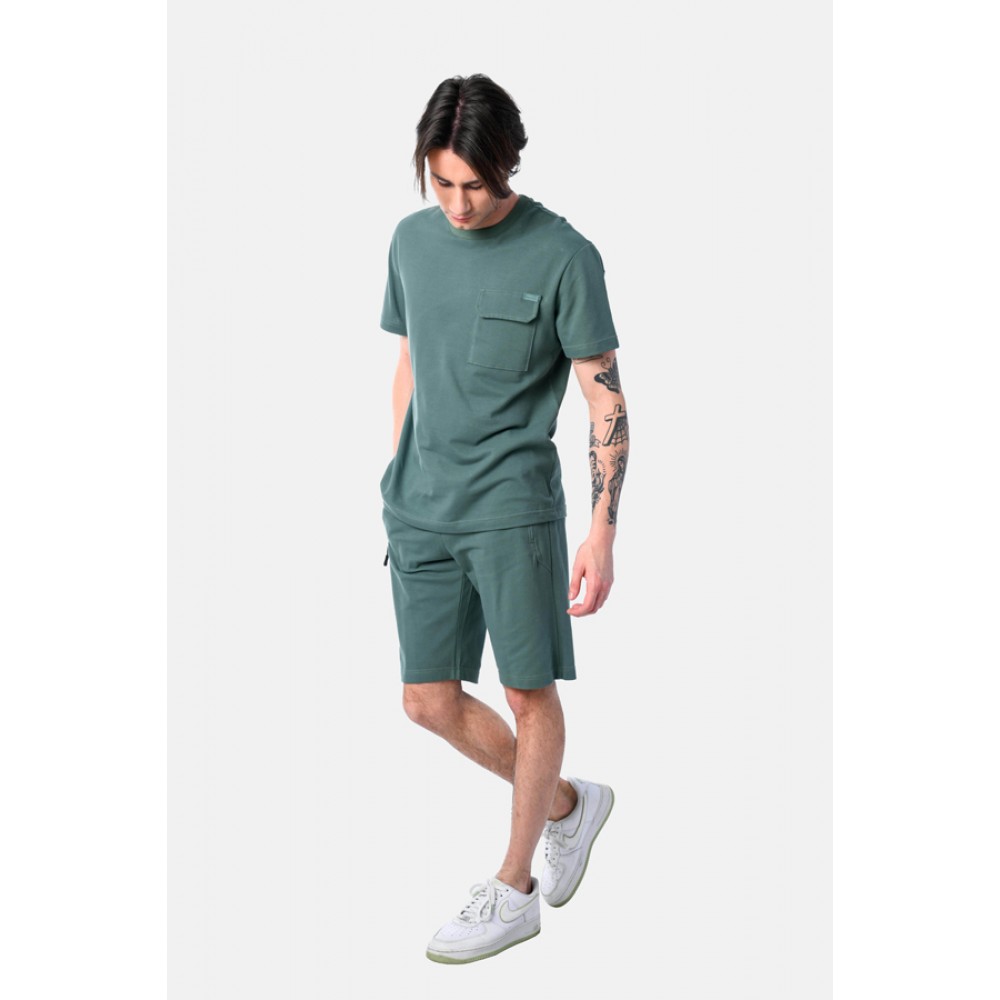 Ανδρικό Σετ Πικέ με T-Shirt Μπλούζα Και Βερμούδα 2Τμχ -Πράσινο- 2531901