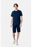 Ανδρικό Σετ Πικέ με T-Shirt Μπλούζα Και Βερμούδα 2Τμχ -Μπλε- 2531901