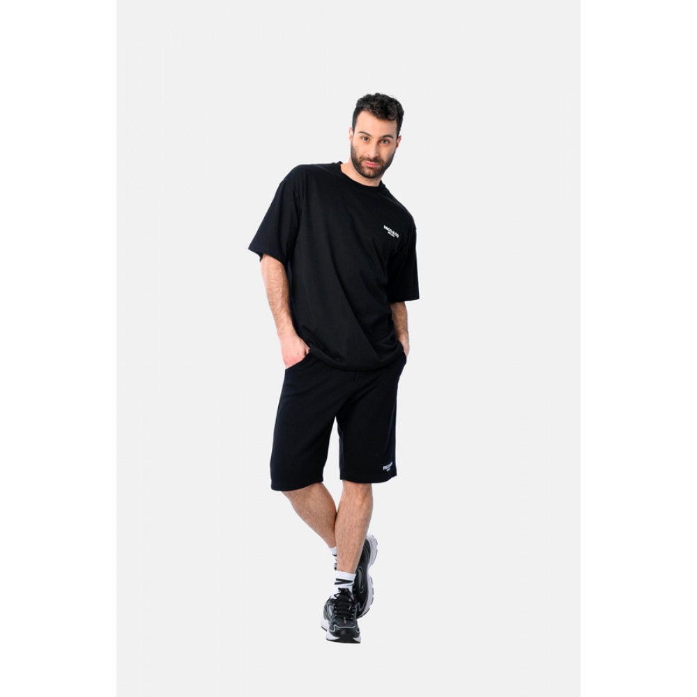 Ανδρικό Σετ με T-Shirt Μπλούζα Μακό Και Βερμούδα 2Τμχ -Μαύρο- 2531902