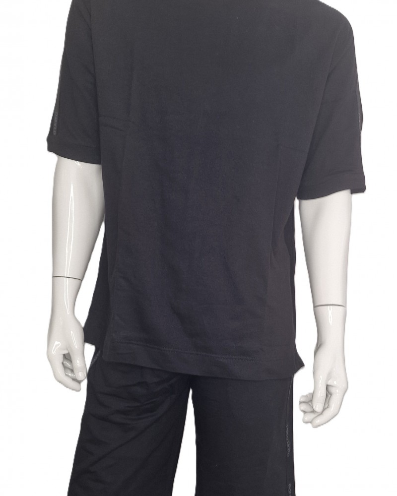 Ανδρικό Σετ με T-Shirt Μπλούζα Μακό Και Βερμούδα 2Τμχ -Μαύρο- 2531903