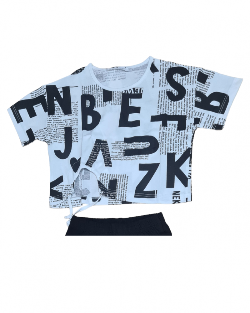 Εφηβικό Σετ Μπλούζα Top  Και Παντελόνα Καμπάνα Κορίτσι (6-16Ε) –Μαύρο– 25524