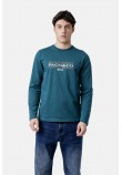 Μπλούζα Μακρυμάνικη T-Shirt Μακό Paco & Co -Πετρόλ- 