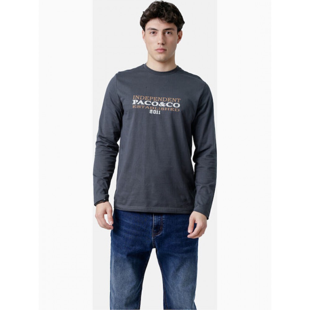 Μπλούζα Μακρυμάνικη T-Shirt Μακό Paco & Co -Ανθρακί- 