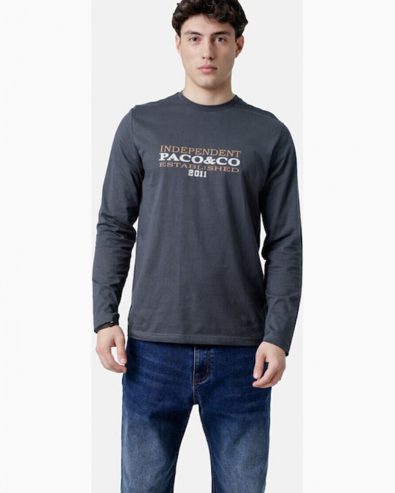 Μπλούζα Μακρυμάνικη T-Shirt Μακό Paco & Co -Ανθρακί- 
