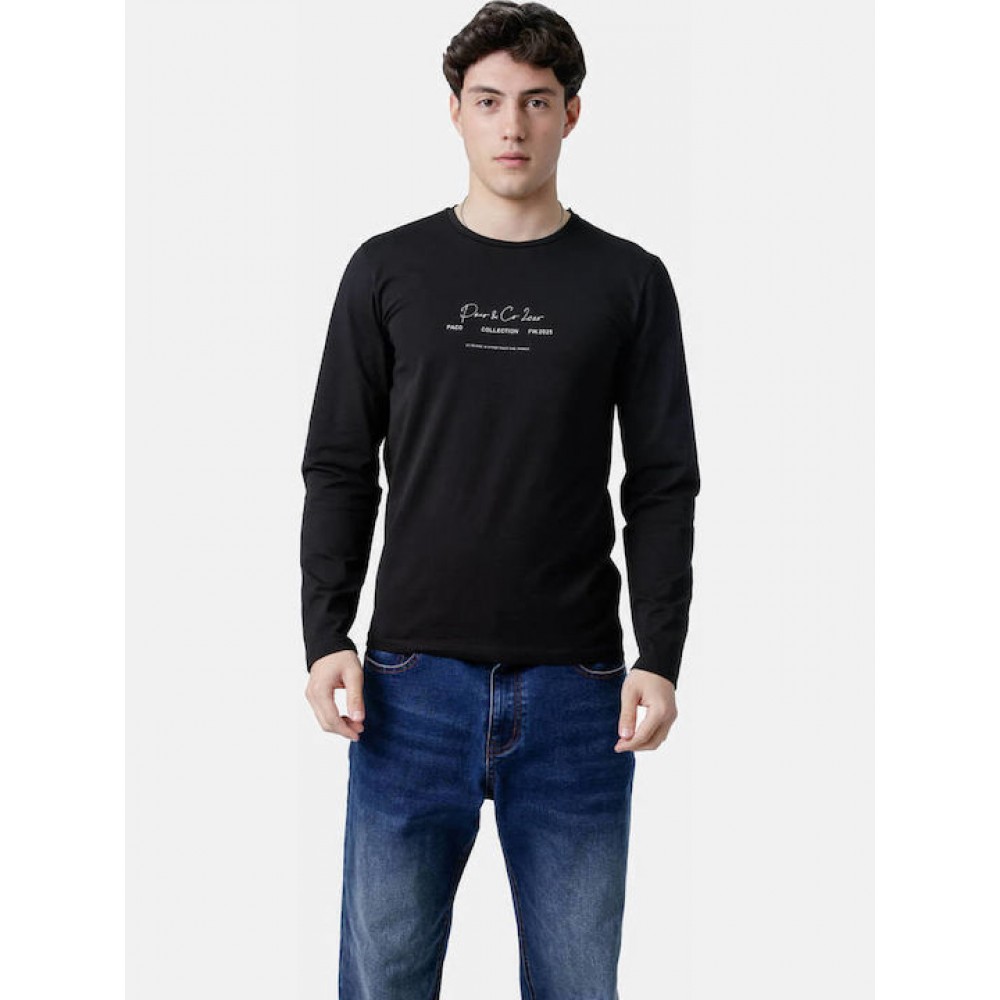 Μπλούζα Μακρυμάνικη T-Shirt Μακό Paco & Co -Μαύρο- 
