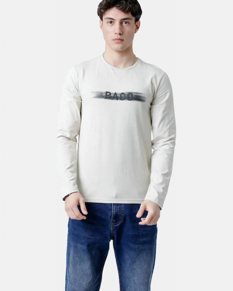 Μπλούζα Μακρυμάνικη T-Shirt Μακό Paco & Co -Εκρού- 