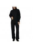 Γυναικείο Πλεκτό Σετ Με Μπλούζα Ζιβάγκο Και Παντελόνι Paco & Co -Μαύρο- 